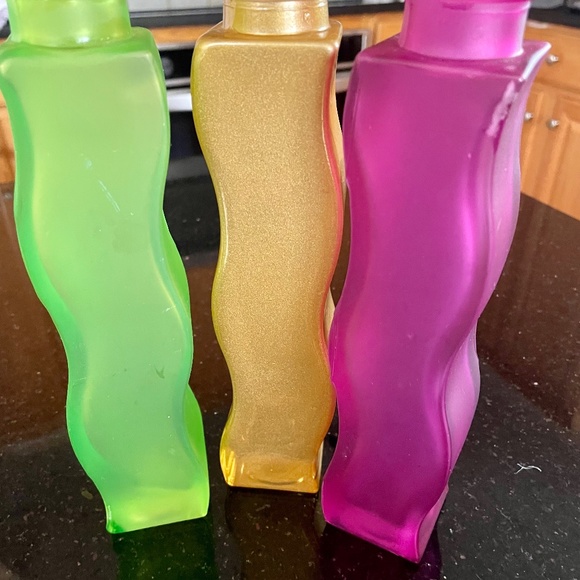 Vintage IKEA Skämt Vase Set of 3 RETRO Wavy Glass Vases Pink, Gold, Green - Picture 5 of 6